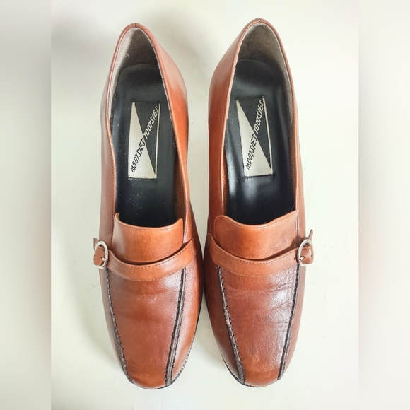 90s Y2k Academia Mootsies Tootsies Brown Leather Chunky Heel Slip On Shoes sz 10 - Picture 5 of 10